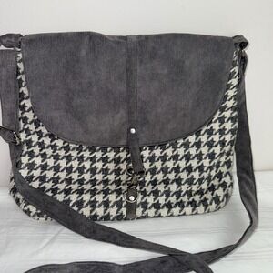 Corduroy Houndstooth Crossbody‎ Bag Purse Shoulder Bag Adjustable Strap